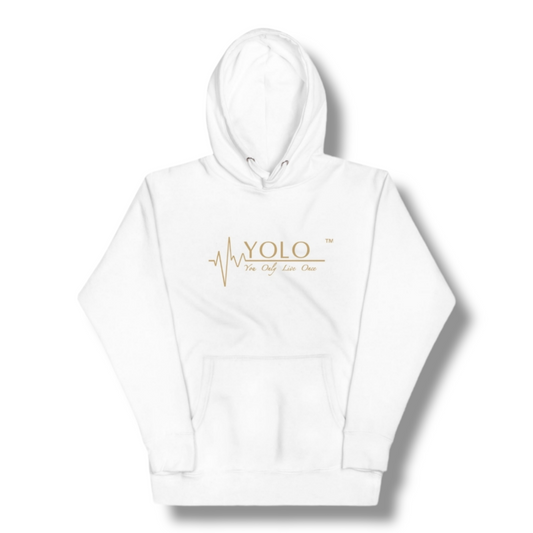 YOLO Hoodie Vinyl Logo - WHITE