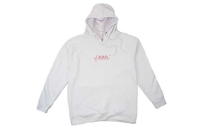 YOLO BRAND REGRETS ARE SOMETHING YOU DIE WITH HOODIE- WHITE