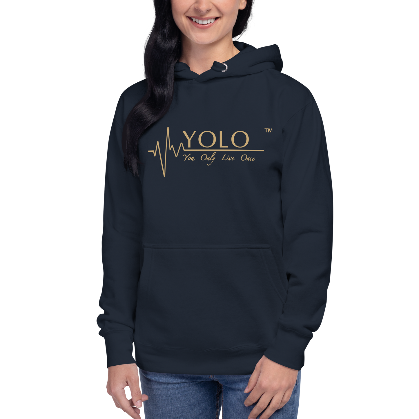 YOLO Hoodie Embroider Logo - NAVY BLUE